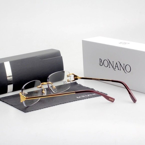 Bonano Venician Rimless Gold Frames Sunglasses Glasses Vintage Designer - Picture 6 of 6